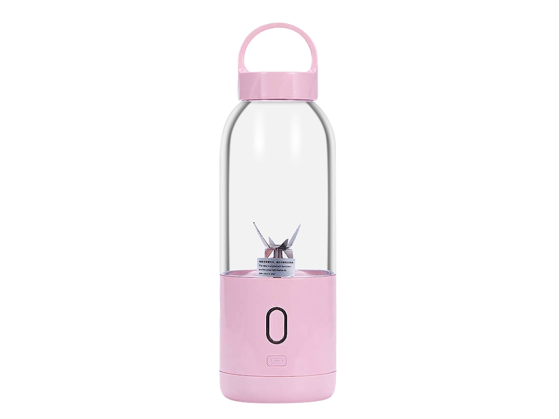 (Rosa) Exprimidor portátil multifuncional de 500 ml, 6 cuchillas, alta potencia, con botella de agua