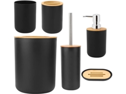 Cryfokt Juego Completo De Baño, Accesorios De Baños Al Desgaste De Alta Calidad Para Uso Familiar En El, Negro, 6 Uds.