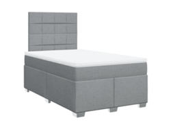 Maison Exclusive - Cama Box Spring Con Colchón Tela Gris Claro 120x190 Cm
