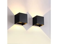 Conjunto De 2 Apliques De Parede Led, 12 W, Com Interruptor, Ip65, Luz Branca Quente, Iluminação Interior.