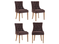 Juego de 4 sillas de comedor Aberdeen terciopelo marrón/antiguo claro CLP