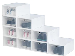 Cajas de Zapatos Apilables 12 Piezas (Transparente - Plegable - 33X23X14 cm)