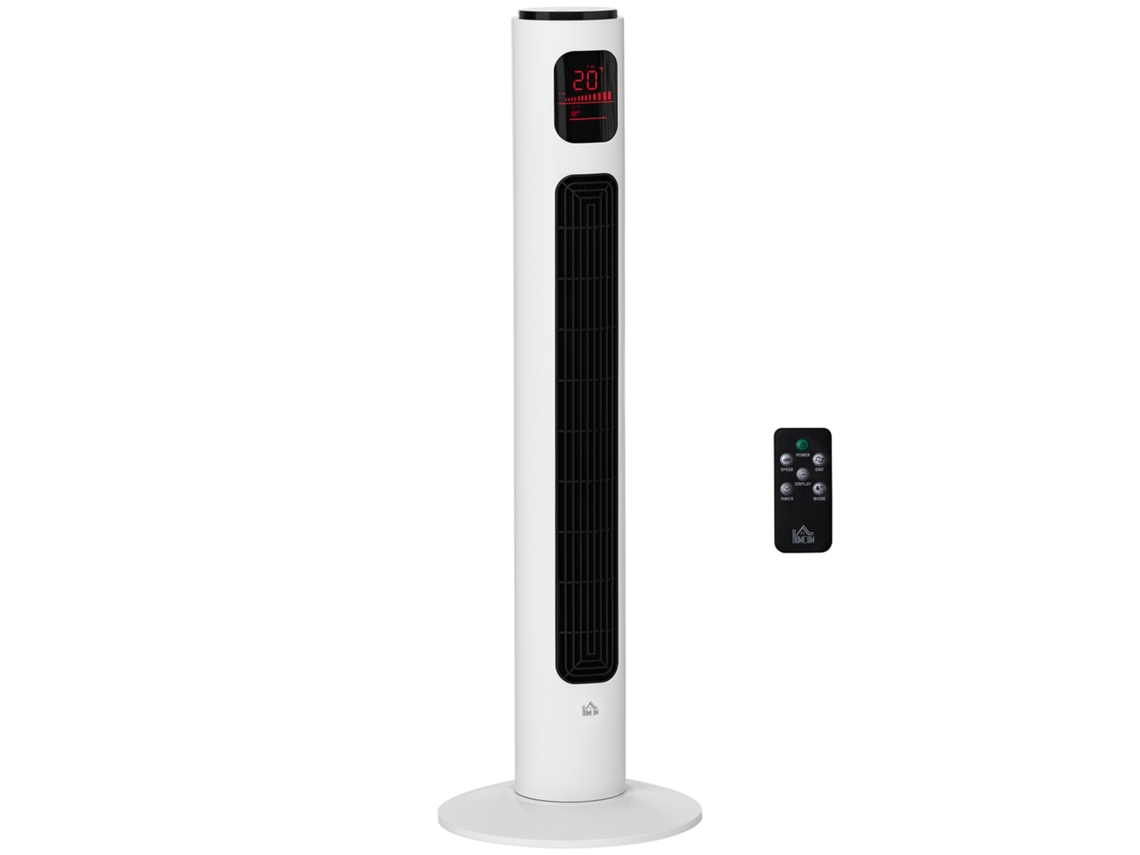 Ventilador De Torre, Mando A Distancia, Oscilación 70°, 96cm, 45w, 3 Modos, 3 Velocidades, Temporizador, Blanco