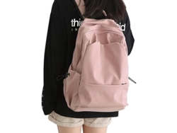 Mochila Grande Impermeable Linjou Para Laptop 14 Pulgadas Casual Ligera Viaje Rosa