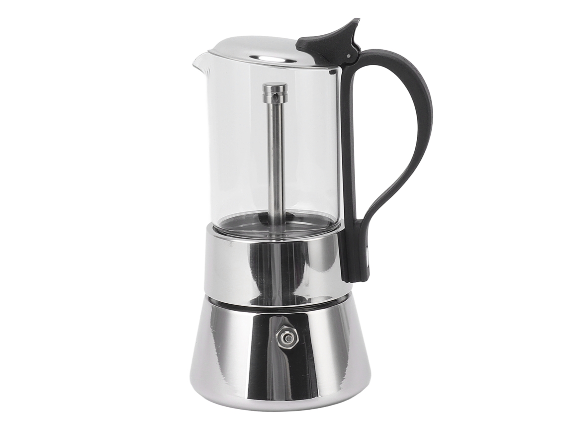 Cafetera de vidrio y acero inoxidable 304 con asa, 200 ml, para el hogar