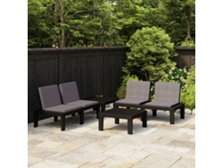 Conjunto de jardín DKD Home Decor de 10 piezas con cojines de plástico gris
