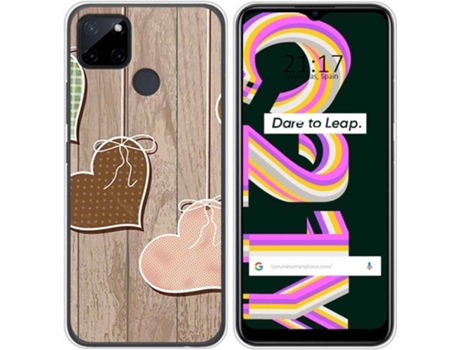 Carcasa Realme C21Y / C25Y TUMUNDOSMARTPHONE Corazones Madera Multicolor