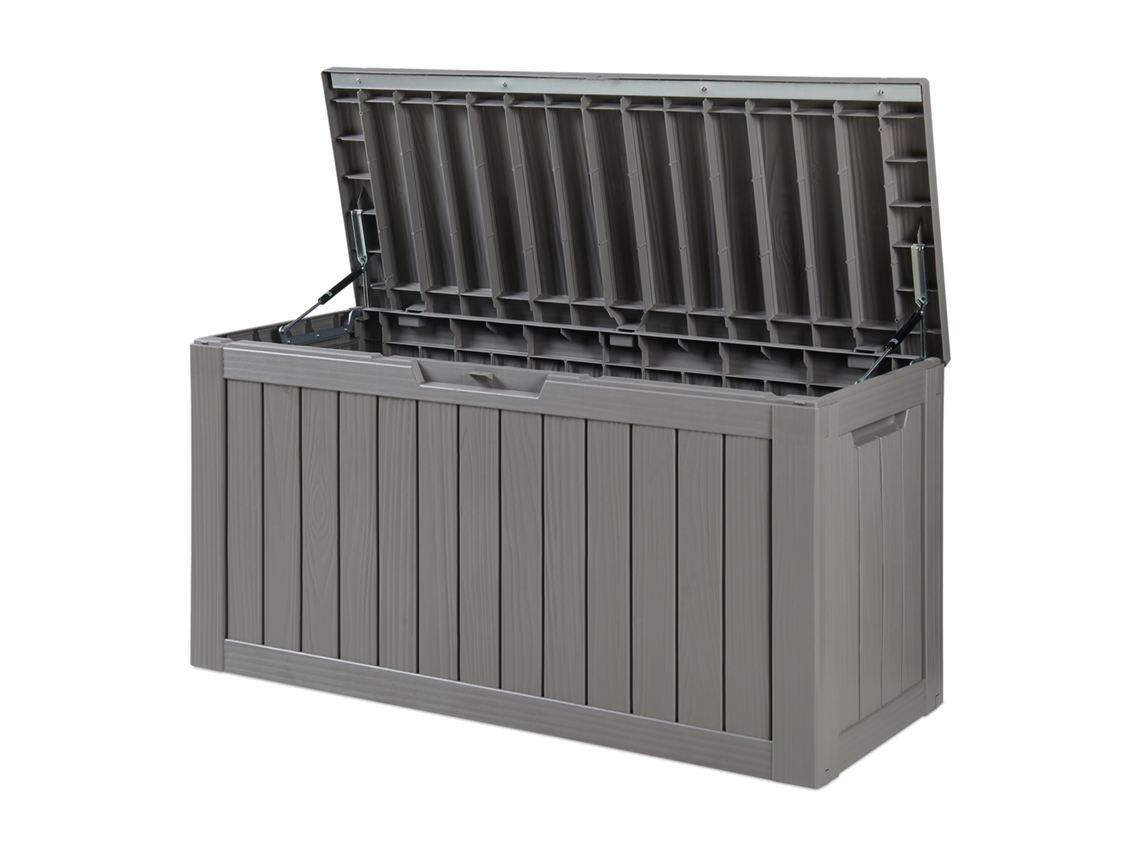 Arcón Exterior Vades Con Tapa 117x47x59cm - Gris Claro Efecto Madera casa.pro