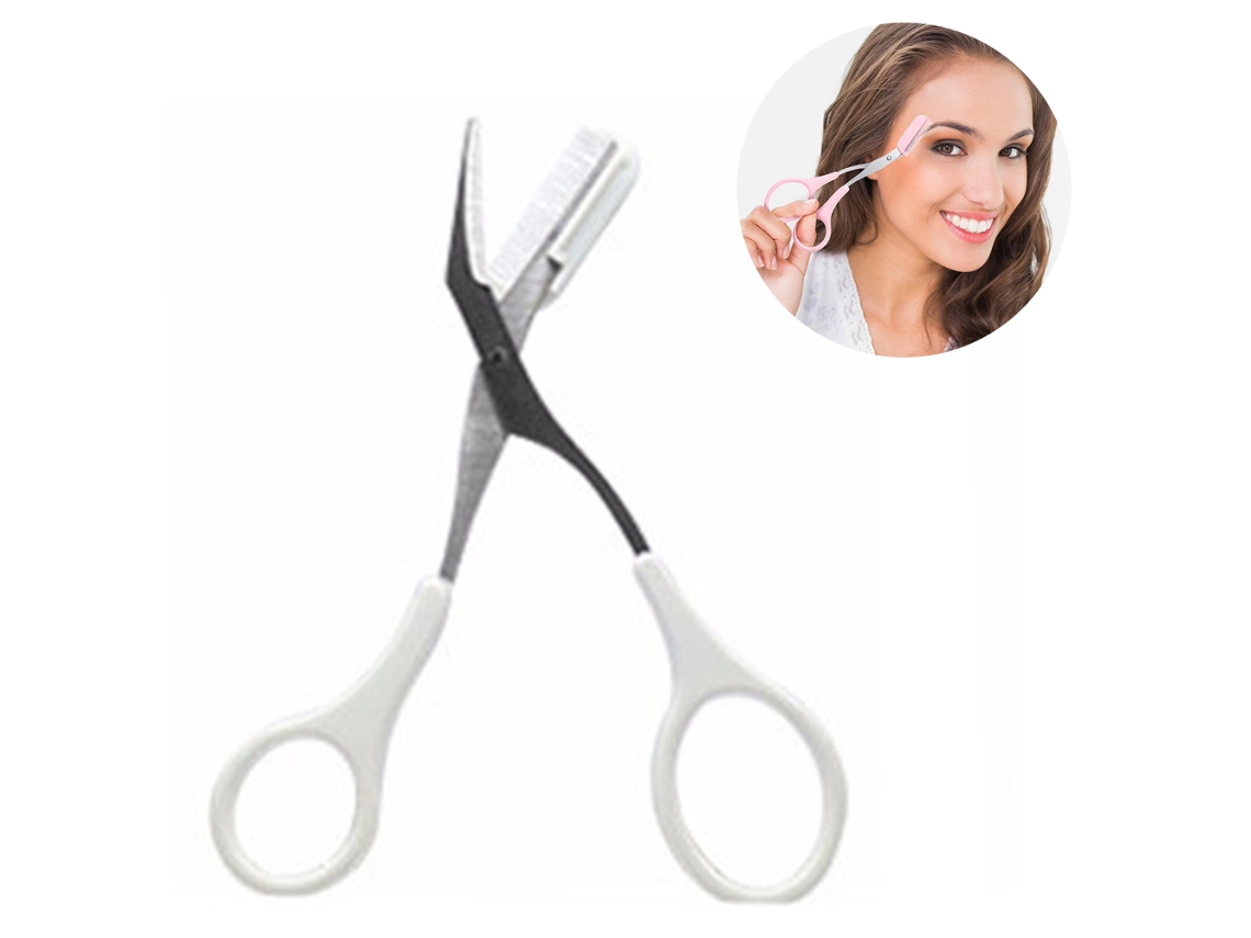 Tijeras para cejas con peine, curvadas, acero inoxidable TRUYUETY