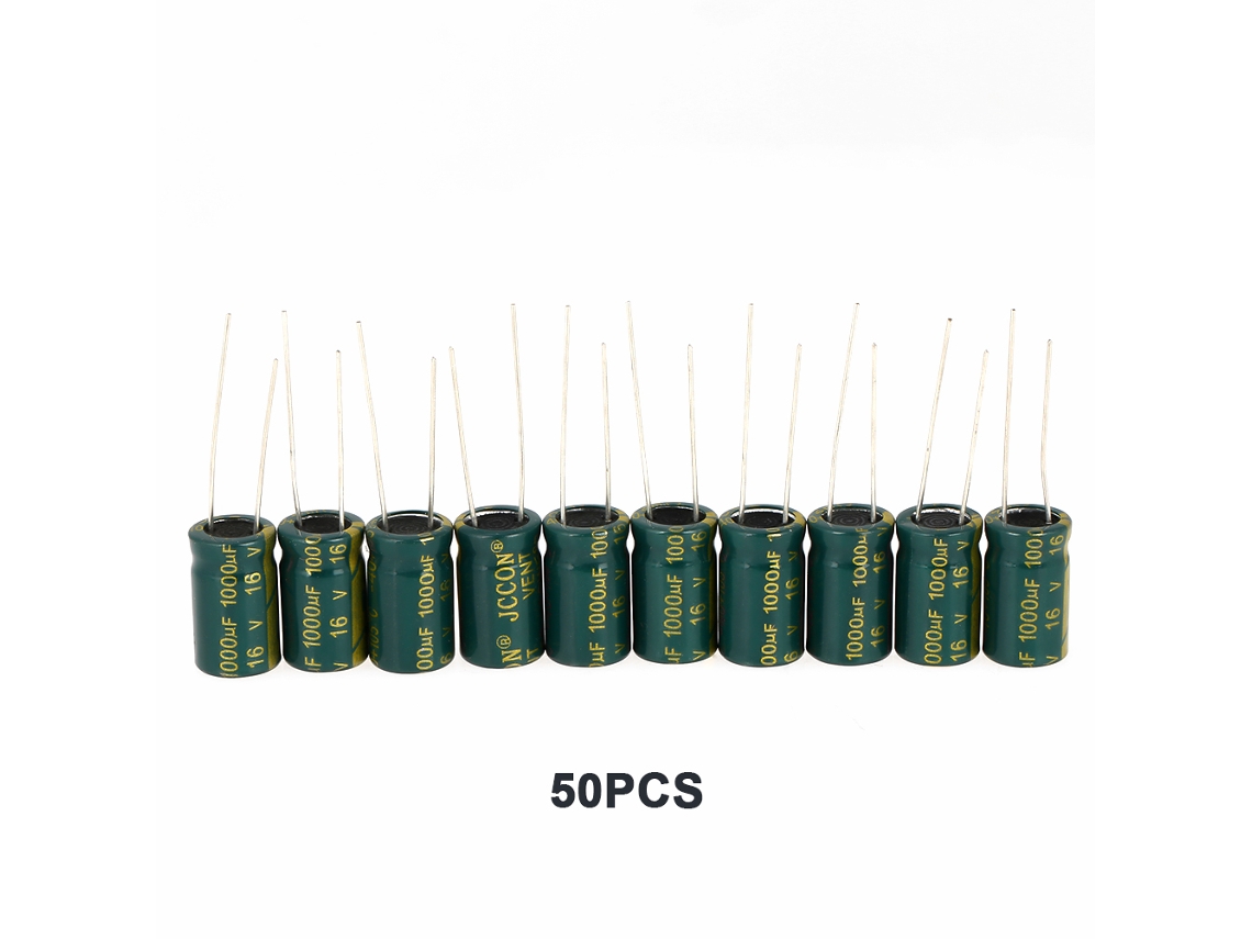 Kit De Condensadores Electrolíticos Radiales Verdes 16v 1000uf 50 Piezas