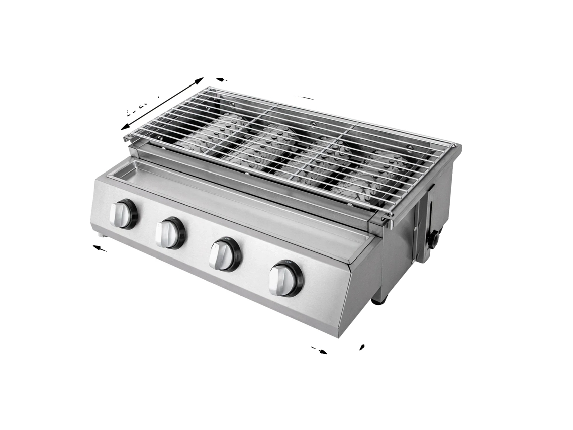 Barbacoa de gas, acero inoxidable, parrilla extraíble, gris claro OEM
