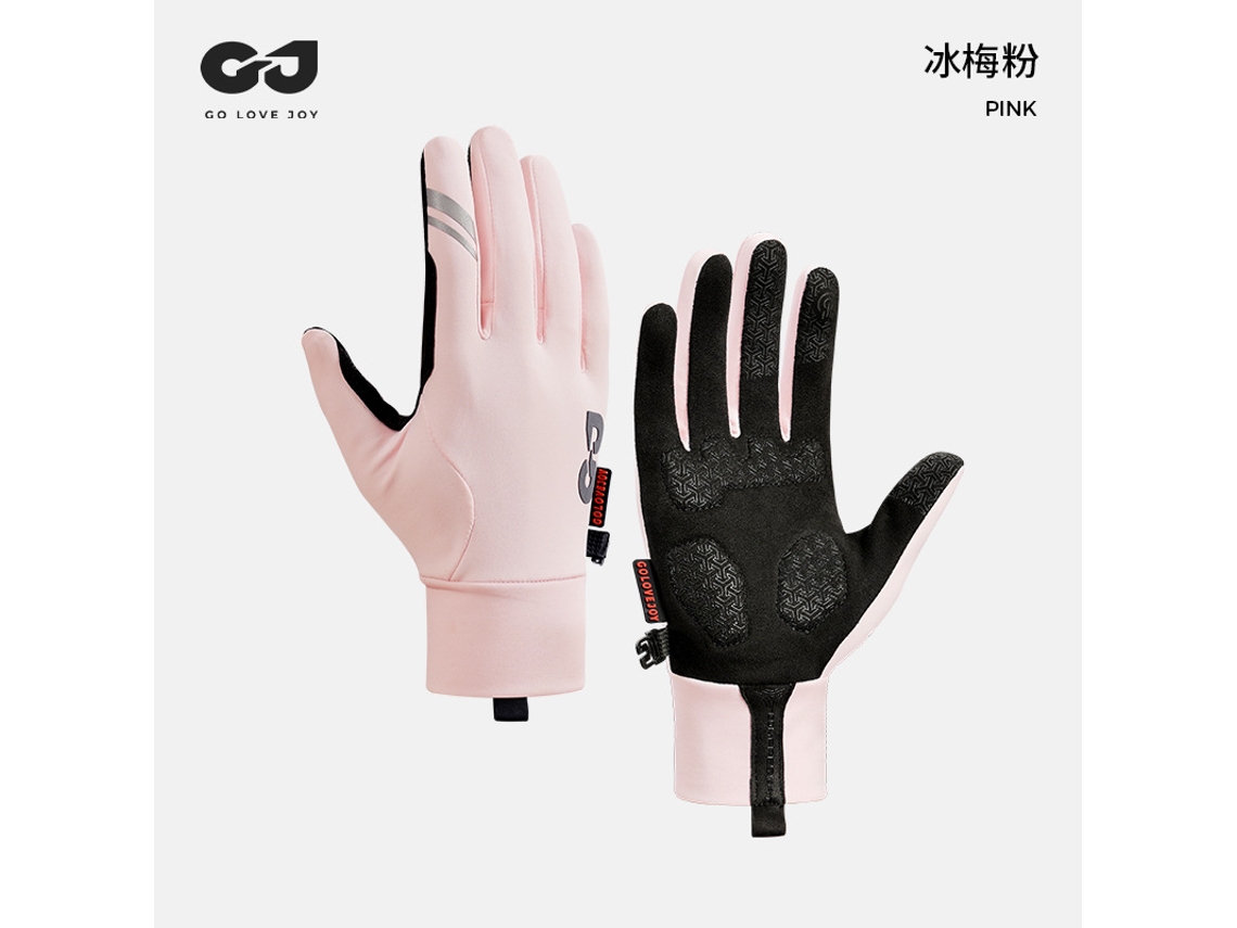 Guantes de ciclismo otoño e invierno de dedos completos para hombre y mujer, pantalla táctil, antideslizantes, además de terciopelo cálido, rosa cereza, talla M Lalamoli
