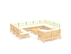 Maison Exclusive - Muebles De Jardín 12 Piezas Cojines Madera Maciza De Pino