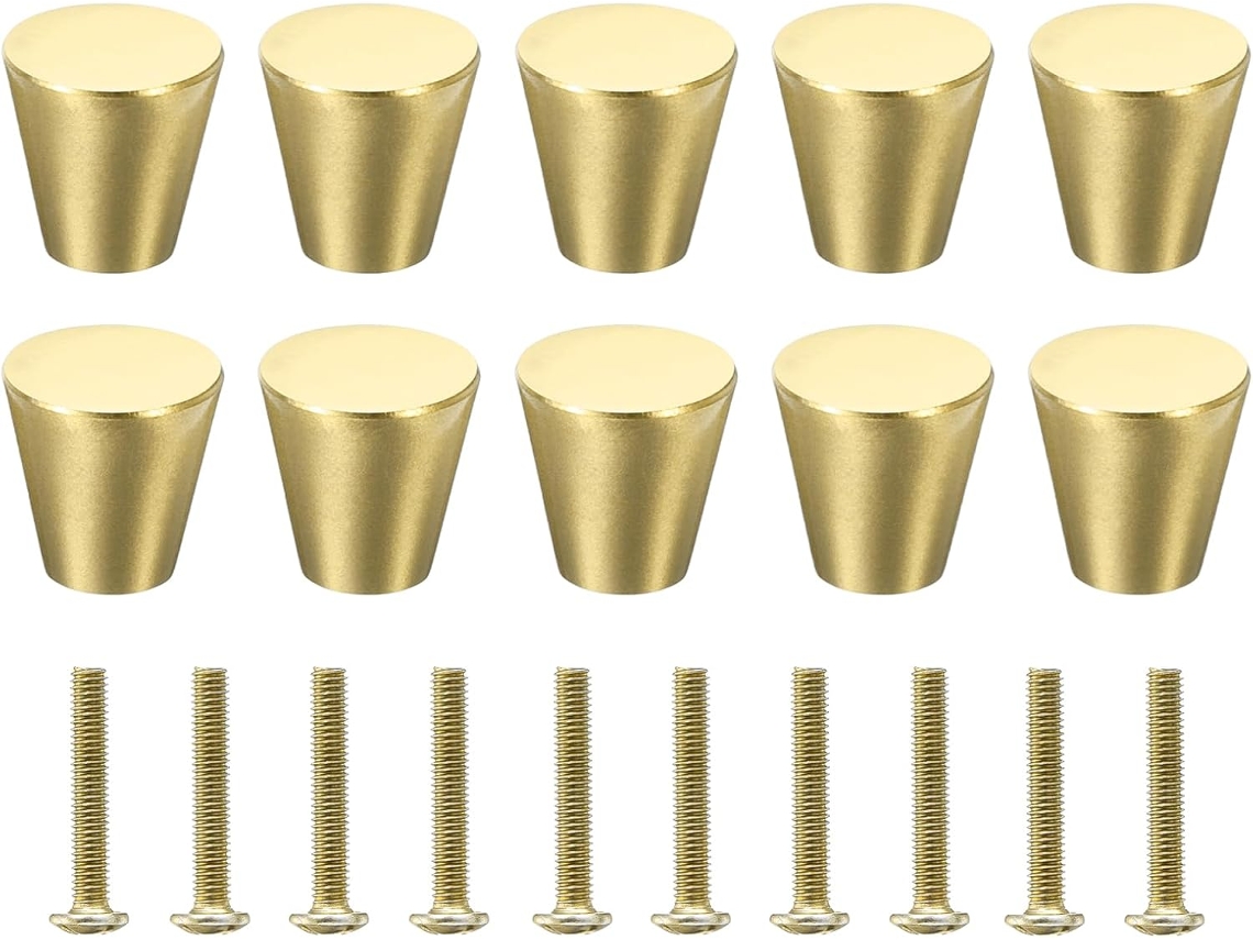Tiradores Latón Macizo, Paquete 10 Unidades, Tornillo Decoración Muebles, Cajones (m4, Dorado)