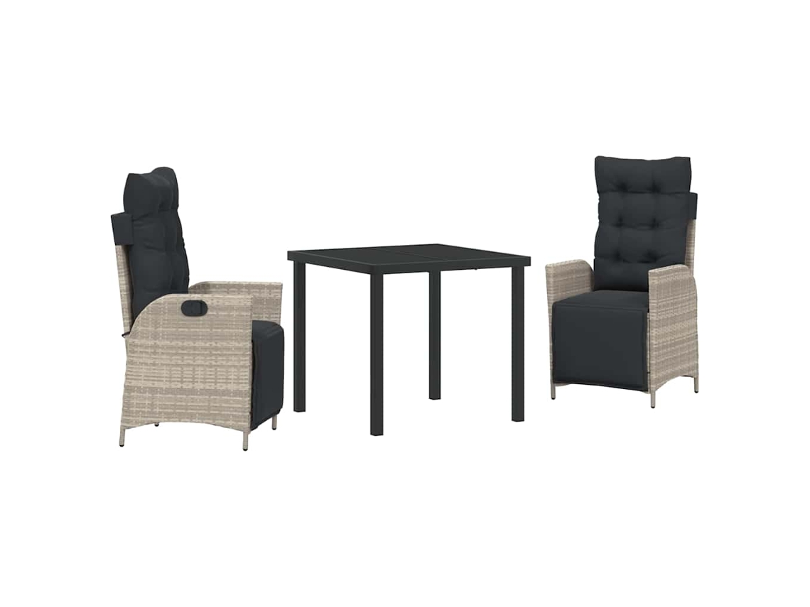 Conjunto De Comedor De Jardín 3 Uds | Mueble De Jardín Gris Claro Ratán Sintético