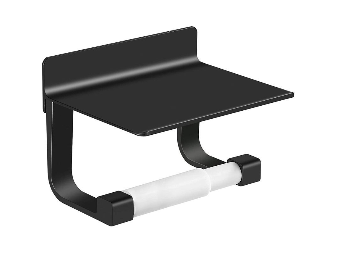 Porta Papel Higiénico Negro De Aluminio Sin Taladrar Montaje En Pared Para Baño Accesorios Baño Mate Resistente A La Corrosión