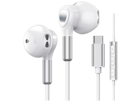 BISBISOUS Me542 Usb C Auriculares Con Cable Y Micrófono Para Samsung Blanco