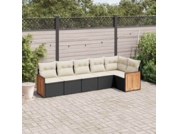 Conjunto de sofás de jardín de 6 piezas DKD Home Decor con cojines de mimbre negros
