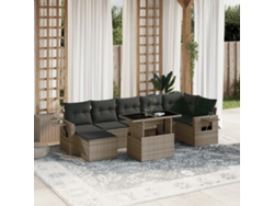 Conjunto de sofás de jardín de 8 piezas DKD Home Decor con cojines de mimbre gris