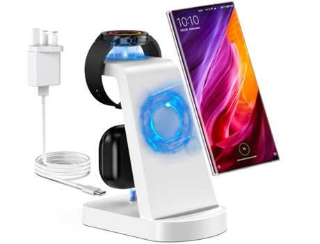 Estación de carga inalámbrica para Samsung, cargador inalámbrico 3 en 1 para Galaxy Watch 5/5 Pro/4/3/Active 2/1, base de carga (blanco) CHRONUS