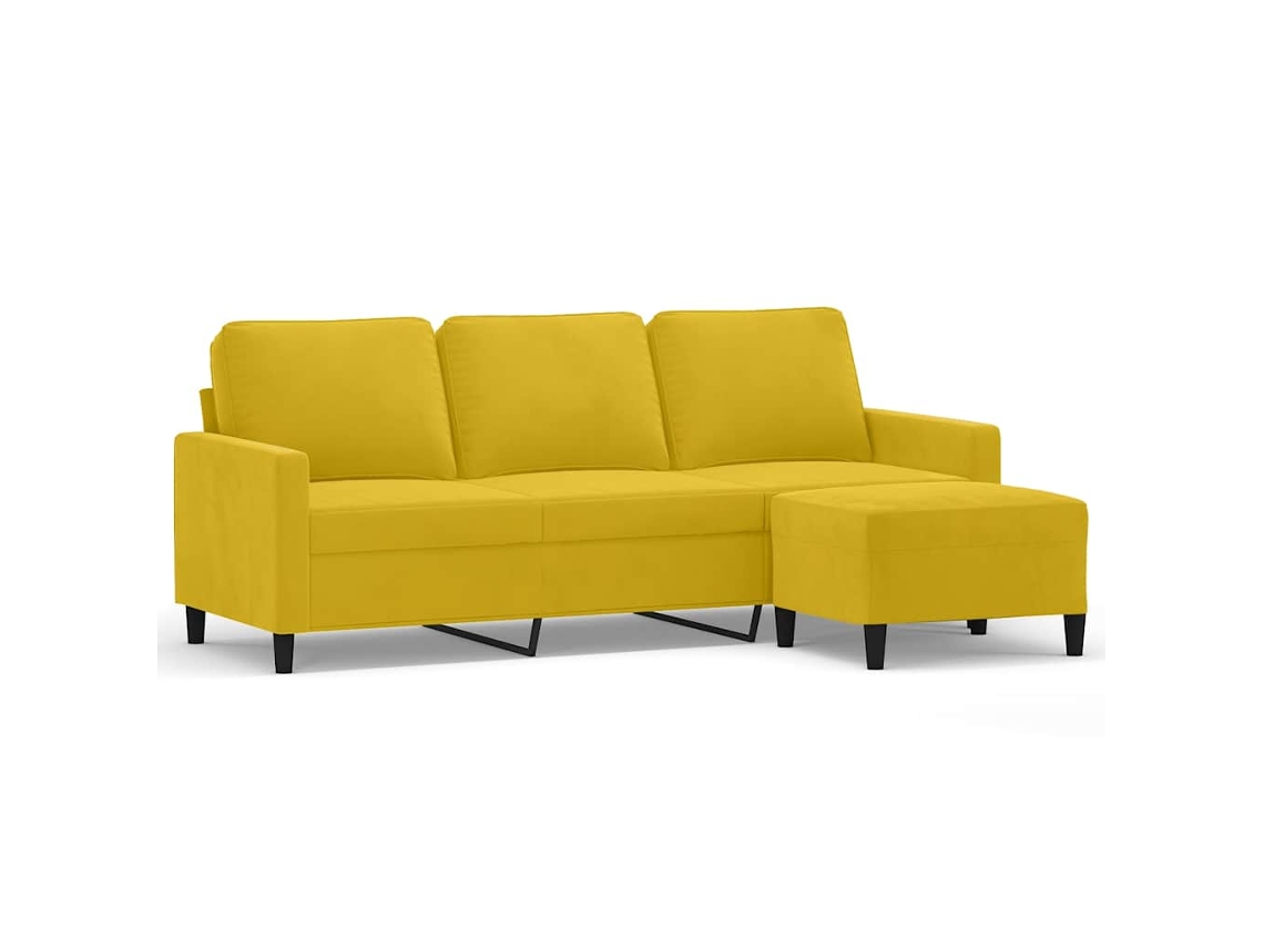Maison Exclusive - Sofá de 3 plazas con reposapiés, 180 cm, terciopelo amarillo