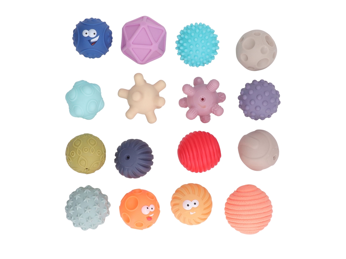 Bolas sensoriais de textura macia Rebe-16 para bebês, brinquedos de exploração para crianças pequenas, bloco sensorial para presente