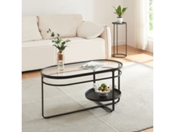 Mesa de centro Kumla ovalada metal cristal [EN.CASA]