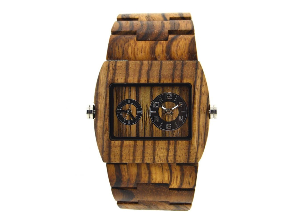 Reloj De Madera Unisex Bewell Con Movimiento De Cuarzo Doble (madera Zebra)