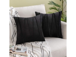 2026-41242-funda Almohada Terciopelo Rayas Diagonales Invisible Cremallera 2 Piezas 45x45cm Negro