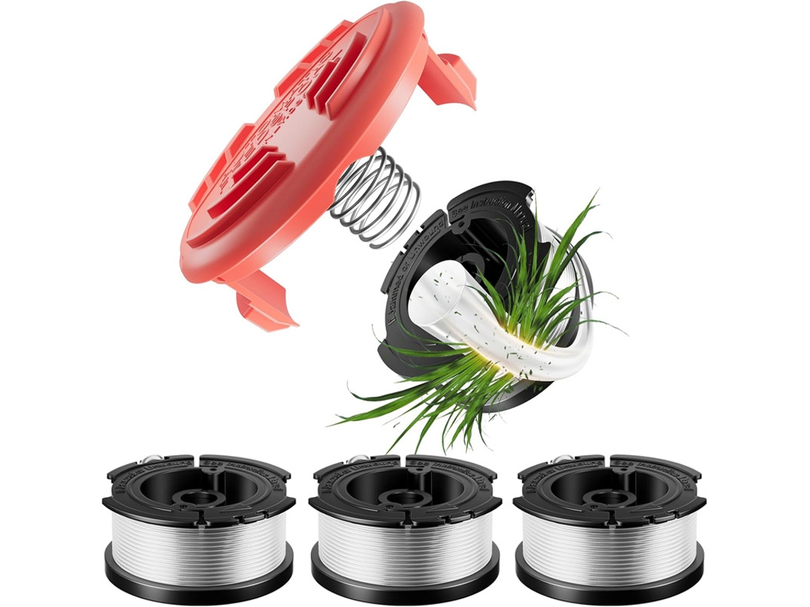 Paquete De 4 Carretes De Hilo Con 1 Tapa Para Desbrozadora Black+decker Af-100-3zp Henten Home