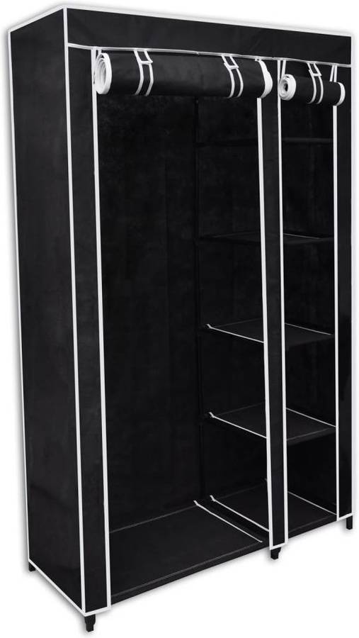 Vidaxl Armario Plegable practico de tela y acero negro mueble ropero guardarropa 110 45 175 110x45x175