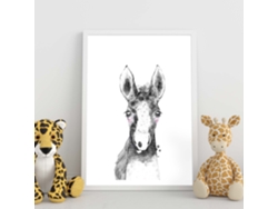 Póster NACNIC Infantil Caballo Bebe en Blanco y Negro Animales Infantiles