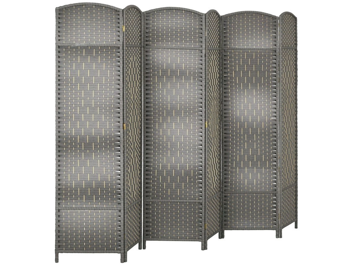 Biombo Plegable De 6 Paneles, 270x180cm, Polipropileno Gris Mixto.