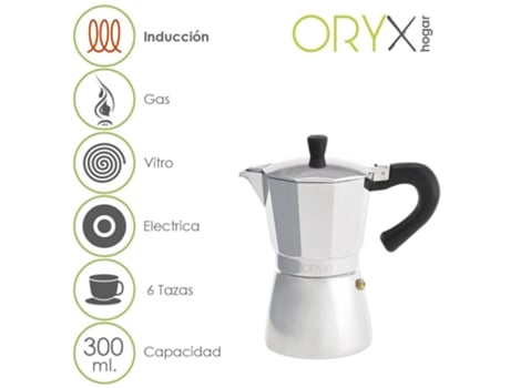 Cafetera Inducción Aluminio 6 Tazas (300 Ml.) ORYX