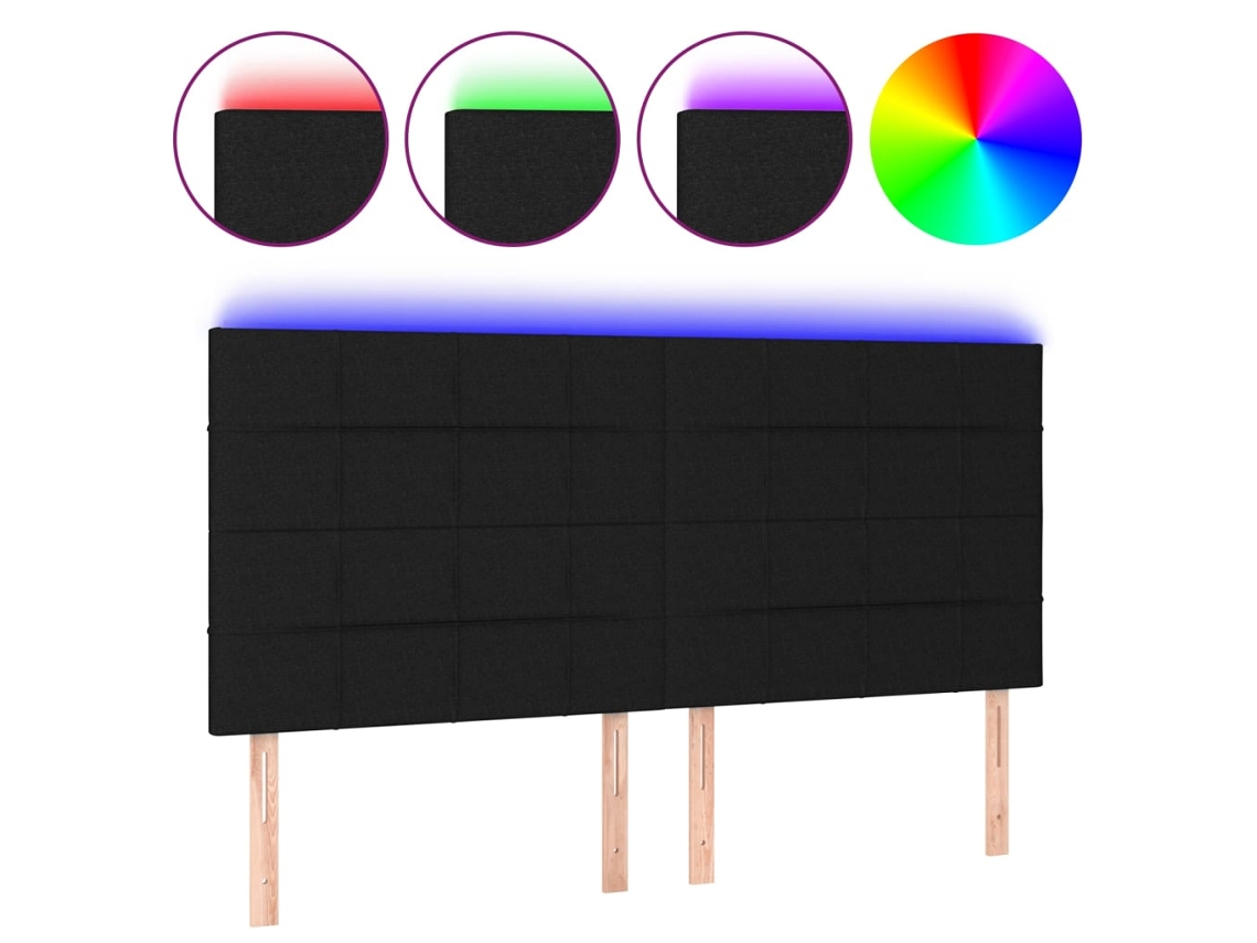 Maison Exclusive - Cabecero Con Luces Led Tela Negro 180x5x118/128 Cm