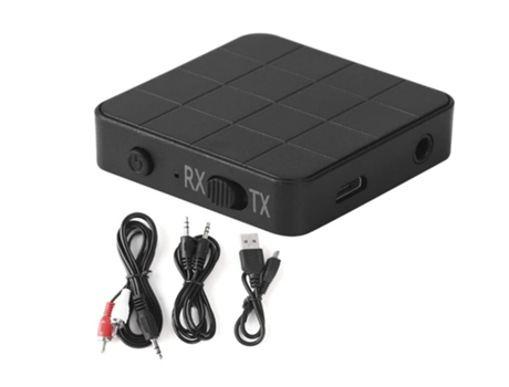Transmisor y receptor de audio, Bluetooth 5.0 2-en-1 Receptor de audio Transmisor Adaptadores estéreo de música para TV de automóvil PC (Negro)