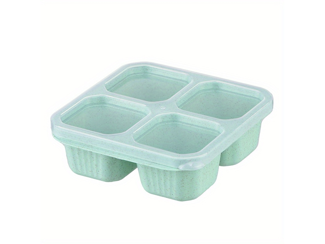 Loncheras Bento Viewleaf (paquete de 3) con tapa, 4 compartimentos, reutilizables, sin BPA, resistentes, verdes, para la escuela, el trabajo y viajes