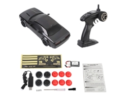 Coche Teledirigido De Derrape 4x4 A Escala 1:20 De 2,4 Ghz Con Giroscopio Y Luces Led Para Niños Y Adultos - Negro - 1 Batería