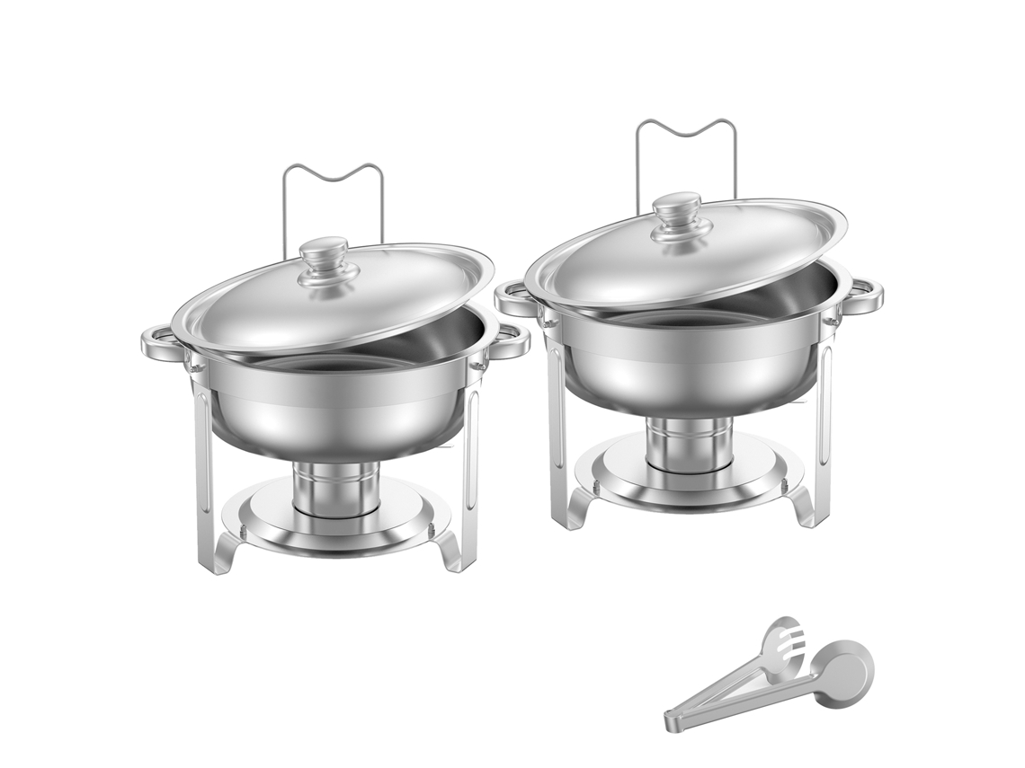 Juego de 2 platos redondos de plata para mantener la comida caliente Succebuy 4,7 L