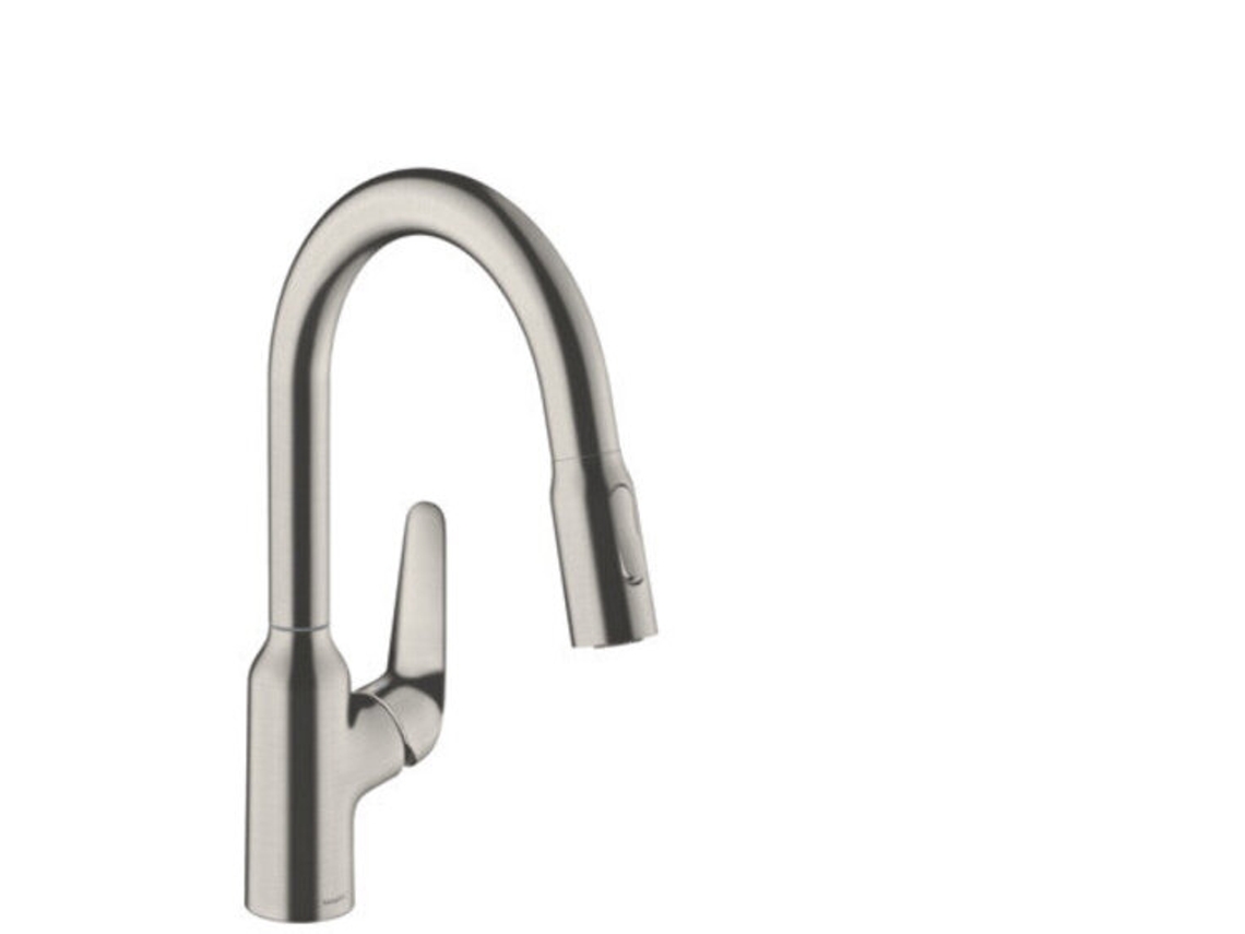 HANSGROHE Focus M42 monomando cocina 180, ducha extraíble, 2jet, Color: Acabado en acero inoxidable