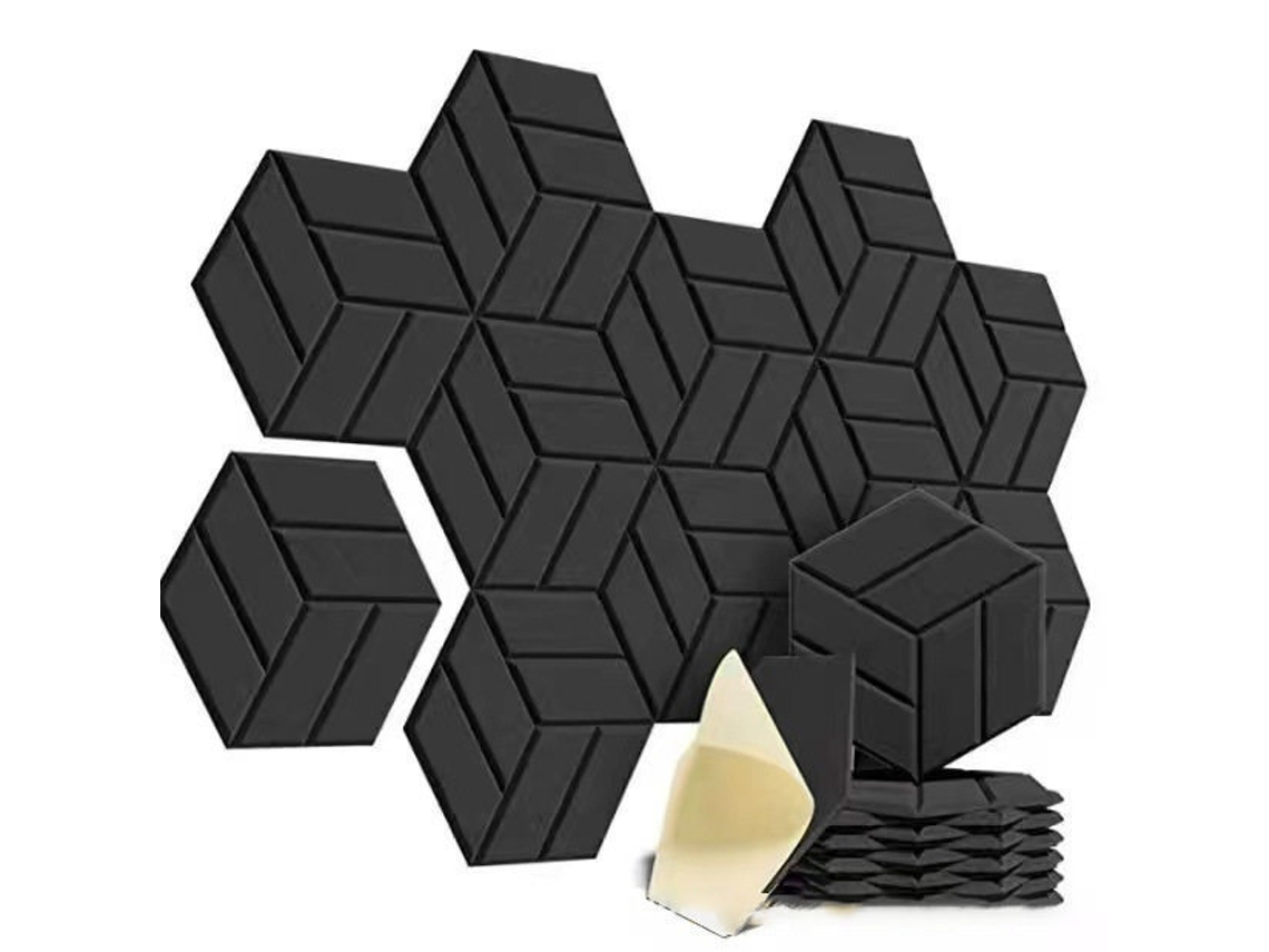 Paneles Acústicos Autoadhesivos Para Pared, Espuma Insonorizante Para Tratamiento Acústico (12 Unidades, Negro/30x26cm) Gertiz