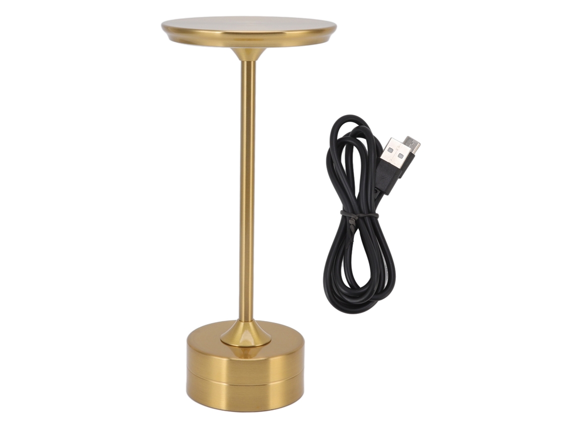 Lámpara de mesa inalámbrica recargable 2026, 2000 mAh, 3 niveles de brillo, LED, metal, portátil, USB C, luz nocturna dorada