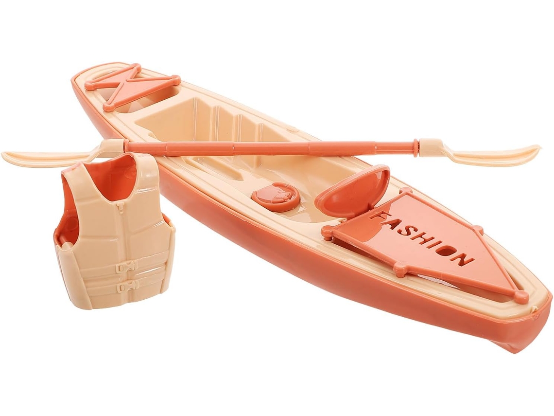Modelo Realista De Canoa De Plástico Con Remos Y Chalecos Salvavidas - Set (1 Pieza)