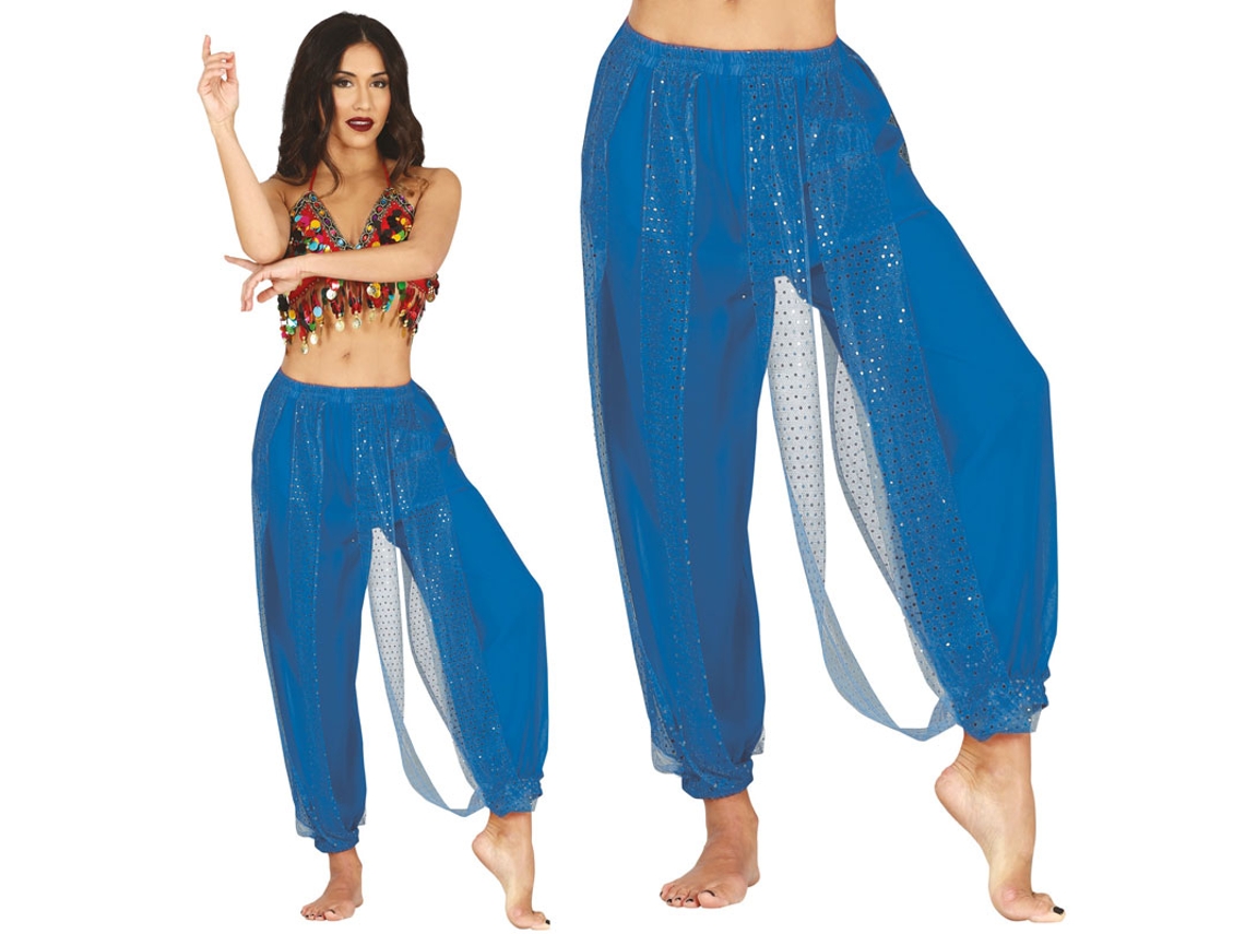 Pantalones Danza del Vientre azul para mujer