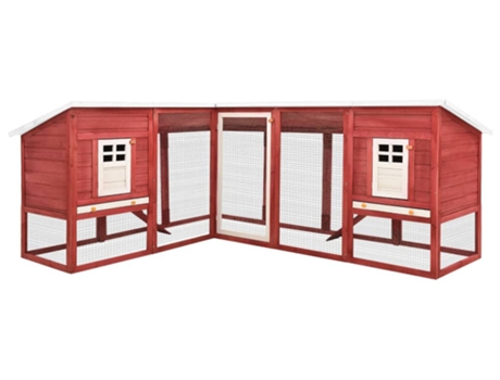 vidaXL Jaula conejera de exterior con corral madera abeto rojo blanco