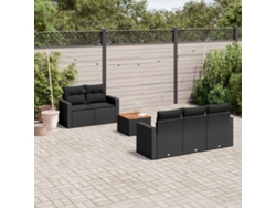 Conjunto de sofás de jardín de 6 piezas DKD Home Decor con cojines de mimbre negros