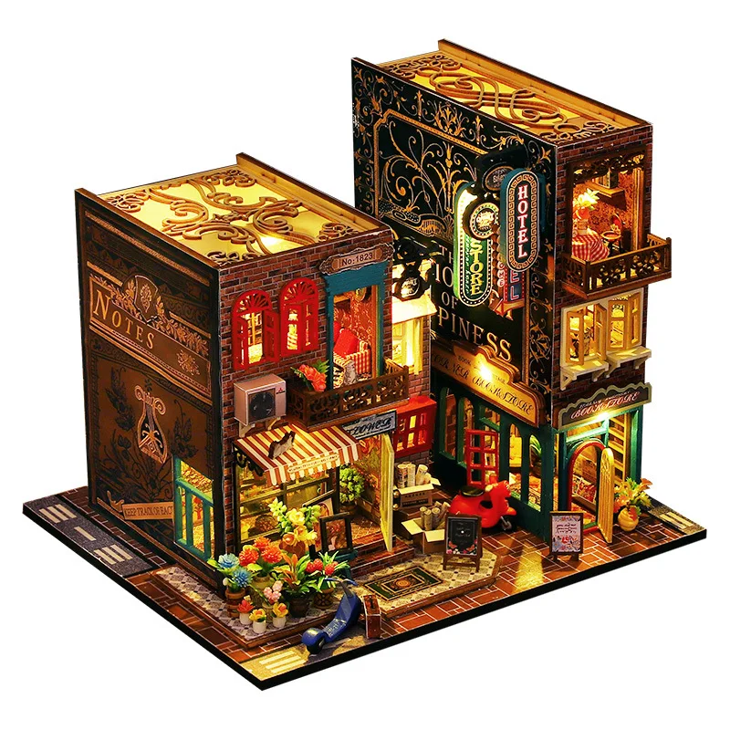 Kit De Montaje De Casa De Pueblo Costero Para Armar, Casa Miniatura De Madera En 3d