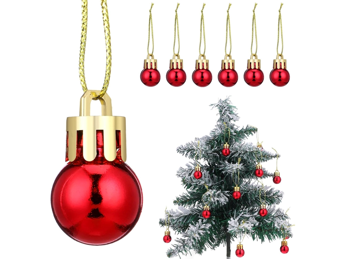 24 Bolas Navideñas Plástico 2 Ligeras Fáciles Colgar Decoración Creativa Árbol Navidad Entrada Rojo Cm