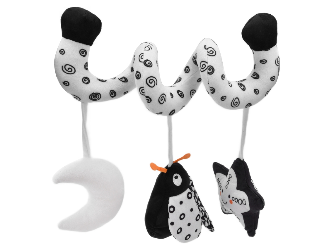 Juguete De Cuna En Espiral Blanco Y Negro Con Sonajero, Peluche Colgante Para Cochecito.