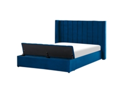 Cama con somier BELIANI Noyers de Terciopelo Azul 190x247x132